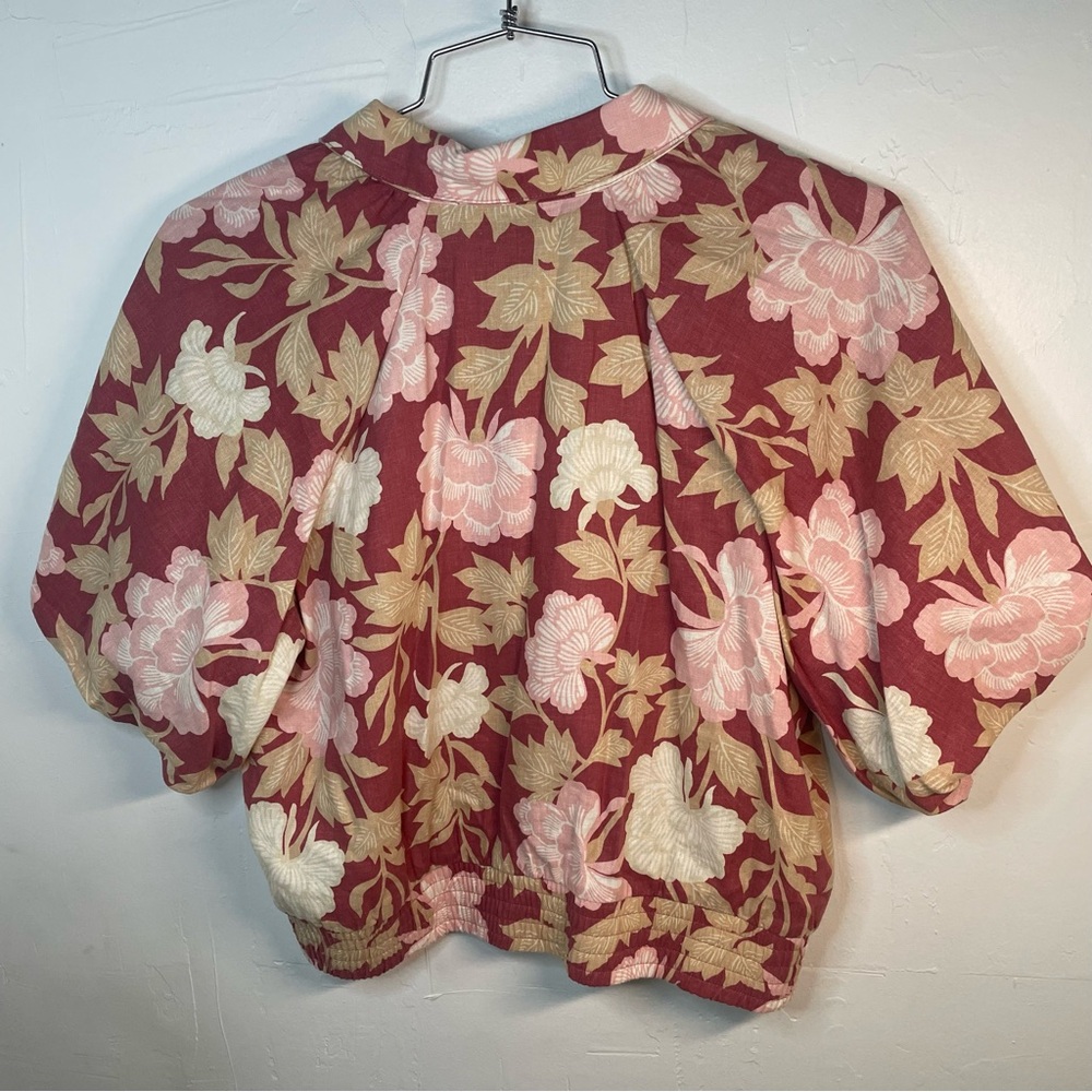 Rye Grass Pink Floral Linen Bend Skirt and top Set - Picture 3 of 12